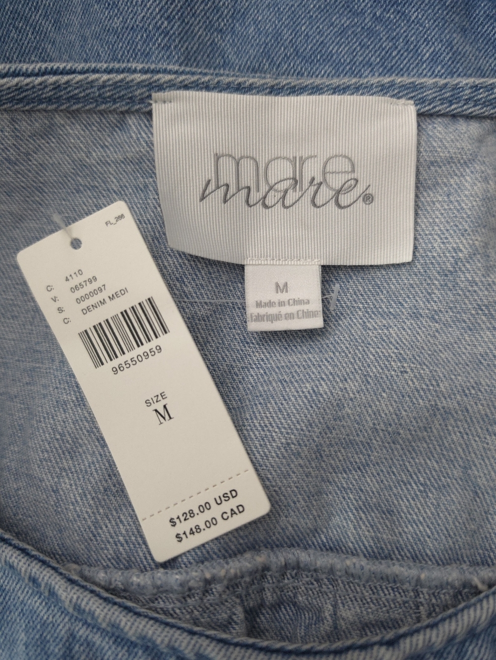 Mare Mare Light Wash Denim Shirred Sleeveless Top - Picture 7 of 10